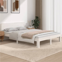 Bed Frame White Solid Wood 153x203 cm Queen Size Kings Warehouse 