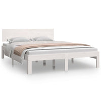Bed Frame White Solid Wood 153x203 cm Queen Size Kings Warehouse 