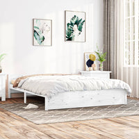 Bed Frame White Solid Wood 183x203 cm King Size Kings Warehouse 