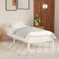 Bed Frame White Solid Wood 92x187 cm Single Bed Size bedroom furniture Kings Warehouse 