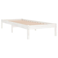 Bed Frame White Solid Wood 92x187 cm Single Bed Size bedroom furniture Kings Warehouse 