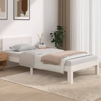 Bed Frame White Solid Wood 92x187 cm Single Bed Size Kings Warehouse 