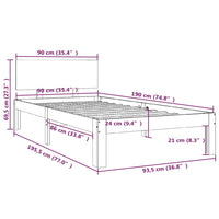 Bed Frame White Solid Wood 92x187 cm Single Bed Size Kings Warehouse 
