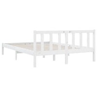 Bed Frame White Solid Wood Pine 153x203 cm Queen Size bedroom furniture Kings Warehouse 