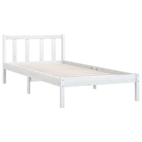 Bed Frame White Solid Wood Pine 92x187 cm Single Bed Size bedroom furniture Kings Warehouse 