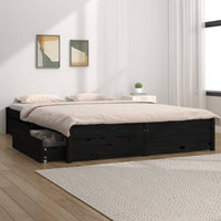 Bed Frame with Drawers Black 153x203 cm Queen Size Kings Warehouse 