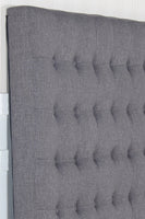 Bed Head Double Charcoal Headboard Upholstery Fabric Tufted Buttons Furniture Kings Warehouse 