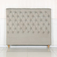 Bed Head Double Size French Provincial Headboard Upholsterd Fabric Beige