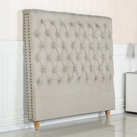 Bed Head Double Size French Provincial Headboard Upholsterd Fabric Beige Furniture Kings Warehouse 