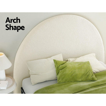 Bed Head Headboard Bed Frame Double Boucle - GREI White Furniture Kings Warehouse 