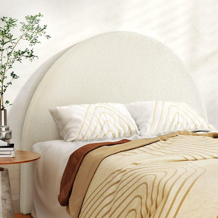 Bed Head Headboard Bed Frame Double Boucle - GREI White Furniture Kings Warehouse 