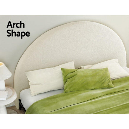 Bed Head Headboard Bed Frame King Boucle - GREI White Furniture Kings Warehouse 