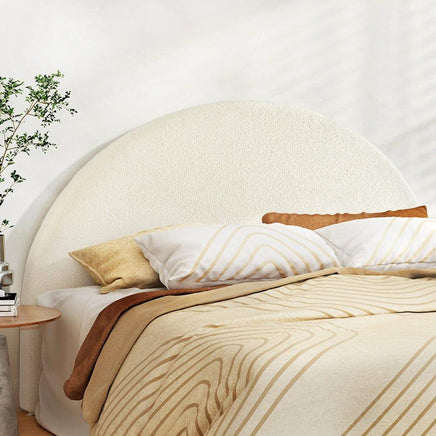 Bed Head Headboard Bed Frame King Boucle - GREI White Furniture Kings Warehouse 