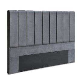 Bed Head Headboard King Velvet - VELA Grey Furniture Kings Warehouse 