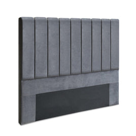 Bed Head Headboard Queen Velvet - VELA Grey Furniture Kings Warehouse 