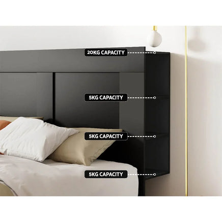 Bed Head Headboard Queen with Shelves - CABI Black Furniture Kings Warehouse 