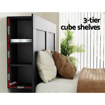 Bed Head Headboard Queen with Shelves - CABI Black Furniture Kings Warehouse 
