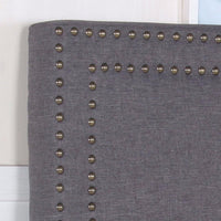 Bed Head Queen Charcoal Headboard Upholstery Fabric Studded Buttons Furniture Kings Warehouse 