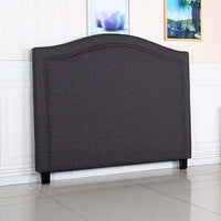 Bed Head Queen Size Charcoal Headboard with Curved Design Upholstery Linen Fabric Furniture Kings Warehouse 