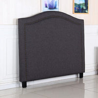 Bed Head Queen Size Charcoal Headboard with Curved Design Upholstery Linen Fabric Furniture Kings Warehouse 