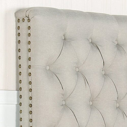 Bed Head Queen Size French Provincial Headboard Upholsterd Fabric Beige Furniture Kings Warehouse 