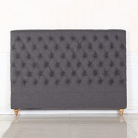 Bed Head Queen Size French Provincial Headboard Upholsterd Fabric Charcoal Furniture Kings Warehouse 