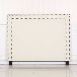 Bed Head Queen White Headboard Upholstery Fabric Studded Buttons Furniture Kings Warehouse 