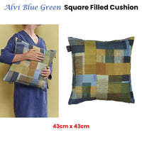 Bedding House Alvi Blue Green Square Filled Cushion 43cm x 43cm Home & Garden Kings Warehouse 
