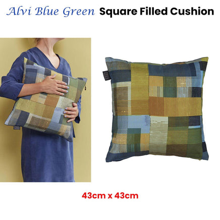 Bedding House Alvi Blue Green Square Filled Cushion 43cm x 43cm Home & Garden Kings Warehouse 