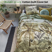 Bedding House Banda Green Cotton Quilt Cover Set Queen Home & Garden Kings Warehouse 