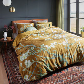 Bedding House Blossoming Ochre Cotton Sateen Quilt Cover Set Queen Home & Garden Kings Warehouse 