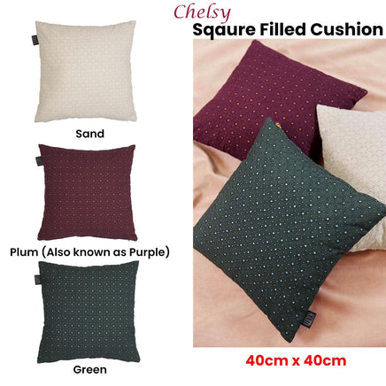 Bedding House Chelsy Green Square Filled Cushion 40cm x 40cm Home & Garden Kings Warehouse 