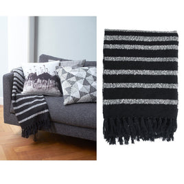Bedding House Cotton Fringe Throw Rug Honshu Black Home & Garden Kings Warehouse 