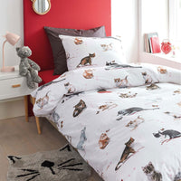 Bedding House Cute Cats Cotton Quilt Cover Set Single Home & Garden Kings Warehouse 