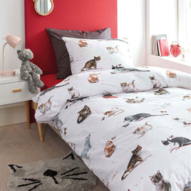 Bedding House Cute Cats Cotton Quilt Cover Set Single Home & Garden Kings Warehouse 