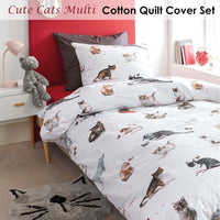 Bedding House Cute Cats Cotton Quilt Cover Set Single Home & Garden Kings Warehouse 