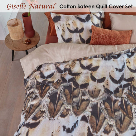 Bedding House Giselle Natural Cotton Sateen Quilt Cover Set King Home & Garden Kings Warehouse 