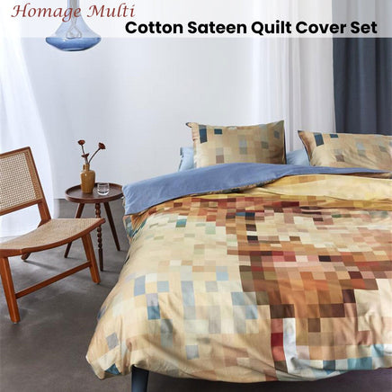 Bedding House Homage Multi Cotton Sateen Quilt Cover Set Queen Home & Garden Kings Warehouse 