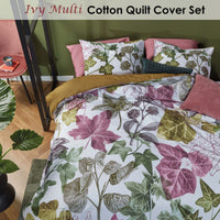 Bedding House Ivy Multi Cotton Quilt Cover Set Queen Home & Garden Kings Warehouse 