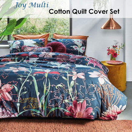 Bedding House Joy Multi Cotton Quilt Cover Set King Home & Garden KingsWarehouse 