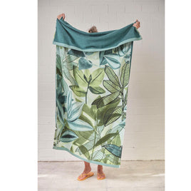 Bedding House Jungle Vibe Green Cotton Velour Beach Towel Home & Garden Kings Warehouse 
