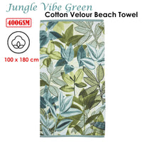 Bedding House Jungle Vibe Green Cotton Velour Beach Towel Home & Garden Kings Warehouse 