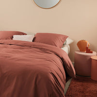 Bedding House Organic Cotton Basic Terracotta Quilt Cover Set King Home & Garden Kings Warehouse 