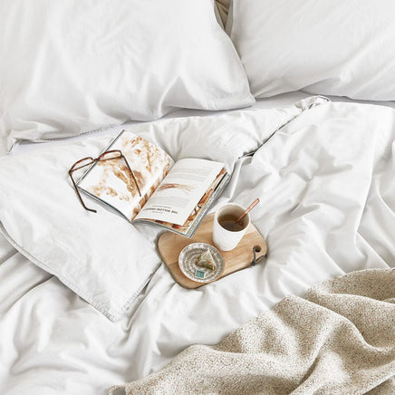 Bedding House Organic Cotton Basic White Quilt Cover Set Queen Home & Garden Kings Warehouse 