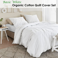 Bedding House Organic Cotton Basic White Quilt Cover Set Queen Home & Garden Kings Warehouse 