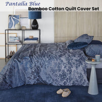 Bedding House Pantalla Blue Bamboo Cotton Quilt Cover Set King Home & Garden Kings Warehouse 