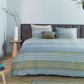 Bedding House Rhythm Blue Green Cotton Sateen Quilt Cover Set Queen Home & Garden Kings Warehouse 