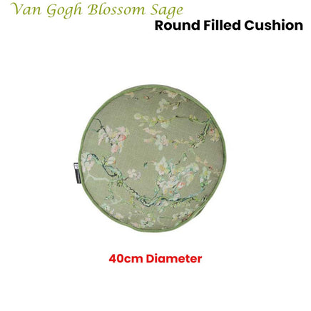 Bedding House Van Gogh Blossom Sage Round Filled Cushion 40cm Diameter Home & Garden Kings Warehouse 
