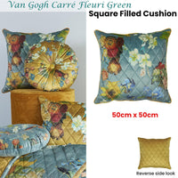 Bedding House Van Gogh Carre Fleuri Green Square Filled Cushion 50cm x 50cm Home & Garden Kings Warehouse 