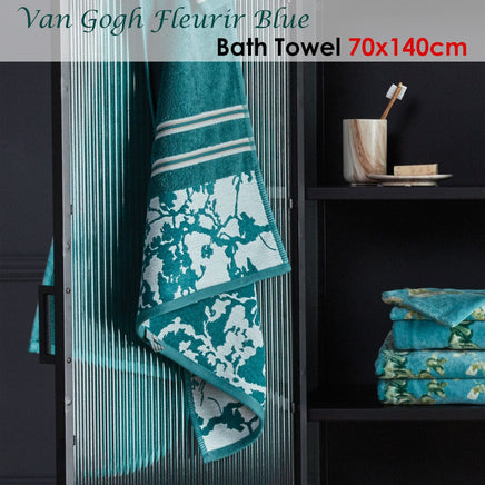 Bedding House Van Gogh Fleurir Blue Bath Towel Home & Garden Kings Warehouse 